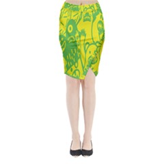 Easter Monster Sinister Happy Green Yellow Magic Rock Midi Wrap Pencil Skirt by Mariart