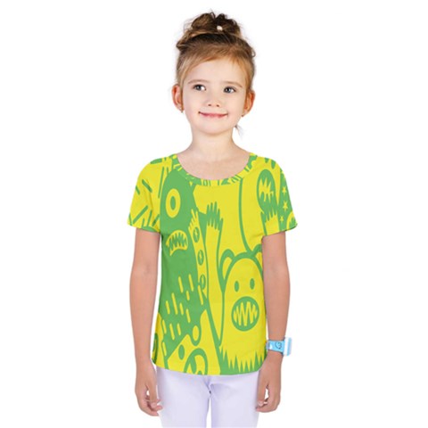 Easter Monster Sinister Happy Green Yellow Magic Rock Kids  One Piece Tee by Mariart