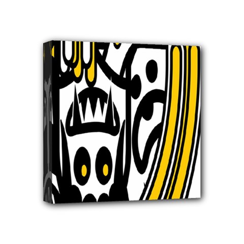 Easter Monster Sinister Happy Magic Rock Mask Face Polka Yellow Mini Canvas 4  X 4  by Mariart