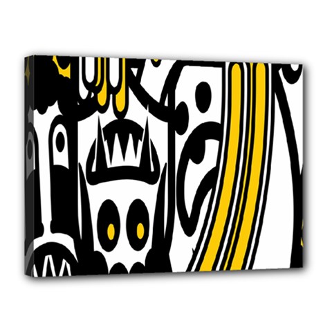 Easter Monster Sinister Happy Magic Rock Mask Face Polka Yellow Canvas 16  X 12  by Mariart