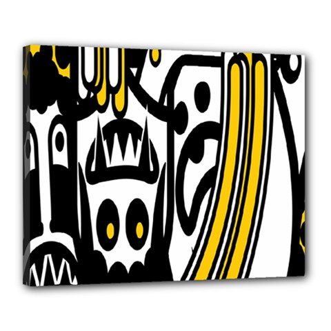 Easter Monster Sinister Happy Magic Rock Mask Face Polka Yellow Canvas 20  X 16  by Mariart