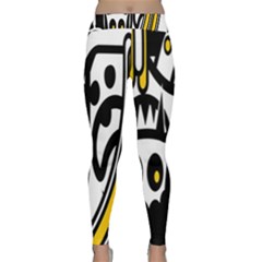 Easter Monster Sinister Happy Magic Rock Mask Face Polka Yellow Classic Yoga Leggings by Mariart