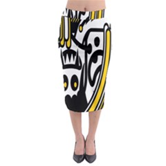 Easter Monster Sinister Happy Magic Rock Mask Face Polka Yellow Midi Pencil Skirt by Mariart