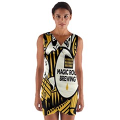 Easter Monster Sinister Happy Magic Rock Mask Face Yellow Magic Rock Wrap Front Bodycon Dress by Mariart