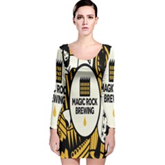 Easter Monster Sinister Happy Magic Rock Mask Face Yellow Magic Rock Long Sleeve Velvet Bodycon Dress by Mariart