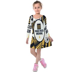 Easter Monster Sinister Happy Magic Rock Mask Face Yellow Magic Rock Kids  Long Sleeve Velvet Dress by Mariart