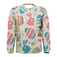 Easter Rabbit Bunny Rainbow Men s Long Sleeve Tee by Mariart