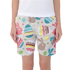 Easter Rabbit Bunny Rainbow Women s Basketball Shorts by Mariart