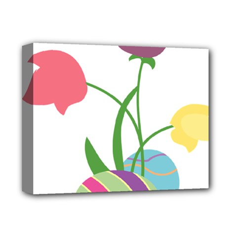 Eggs Three Tulips Flower Floral Rainbow Deluxe Canvas 14  X 11  by Mariart