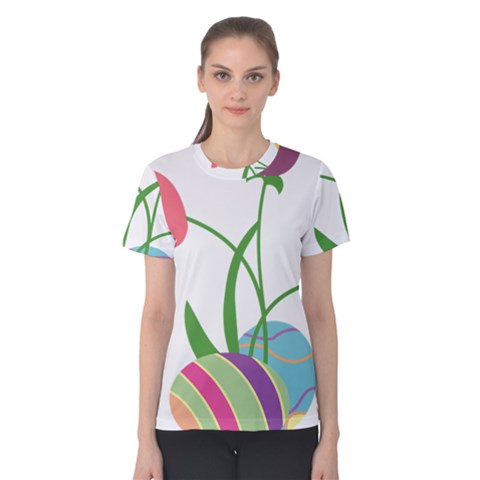 Eggs Three Tulips Flower Floral Rainbow Women s Cotton Tee by Mariart