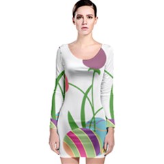 Eggs Three Tulips Flower Floral Rainbow Long Sleeve Bodycon Dress by Mariart