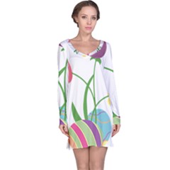 Eggs Three Tulips Flower Floral Rainbow Long Sleeve Nightdress