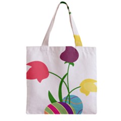 Eggs Three Tulips Flower Floral Rainbow Zipper Grocery Tote Bag by Mariart