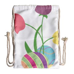 Eggs Three Tulips Flower Floral Rainbow Drawstring Bag (large) by Mariart