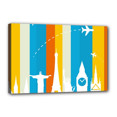 Eiffel Tower Monument Statue Of Liberty Canvas 18  X 12  by Mariart