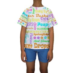 Easter Subway Blossoms Color Rainbow Chocolate Kids  Short Sleeve Swimwear by Mariart