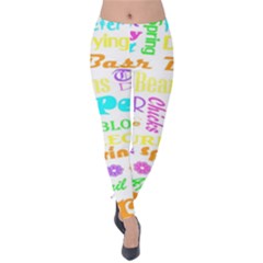 Easter Subway Blossoms Color Rainbow Chocolate Velvet Leggings by Mariart