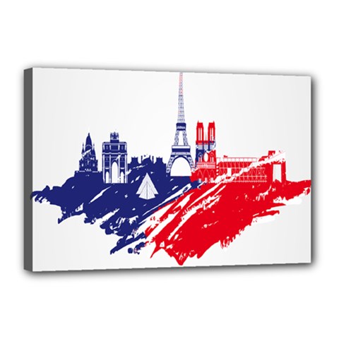 Eiffel Tower Monument Statue Of Liberty France England Red Blue Canvas 18  X 12  by Mariart