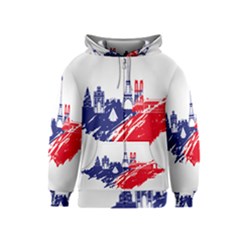 Eiffel Tower Monument Statue Of Liberty France England Red Blue Kids  Zipper Hoodie by Mariart