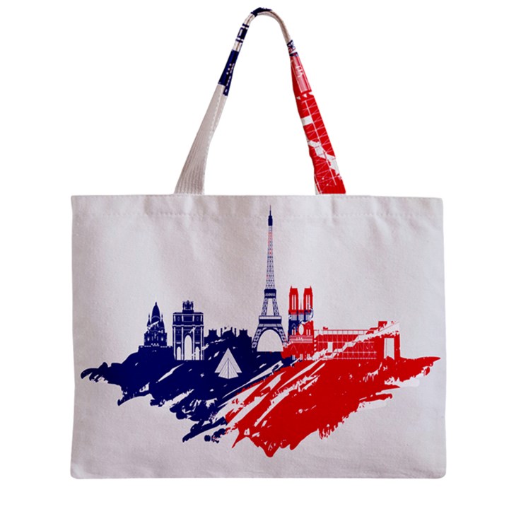 Eiffel Tower Monument Statue Of Liberty France England Red Blue Zipper Mini Tote Bag