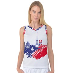 Eiffel Tower Monument Statue Of Liberty France England Red Blue Women s Basketball Tank Top by Mariart