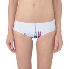 Eiffel Tower Monument Statue Of Liberty France England Red Blue Classic Bikini Bottoms by Mariart