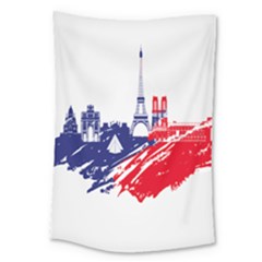 Eiffel Tower Monument Statue Of Liberty France England Red Blue Large Tapestry by Mariart