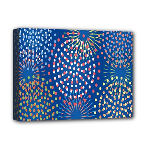 Fireworks Party Blue Fire Happy Deluxe Canvas 16  X 12   by Mariart