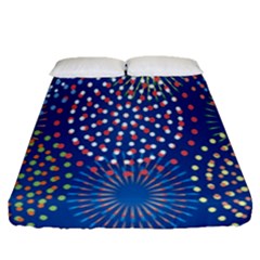 Fireworks Party Blue Fire Happy Fitted Sheet (queen Size)