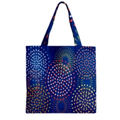 Fireworks Party Blue Fire Happy Zipper Grocery Tote Bag by Mariart