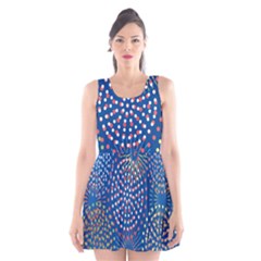 Fireworks Party Blue Fire Happy Scoop Neck Skater Dress by Mariart