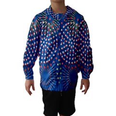 Fireworks Party Blue Fire Happy Hooded Wind Breaker (kids) by Mariart