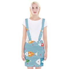 Fish Cute Swim Blue Sea Braces Suspender Skirt