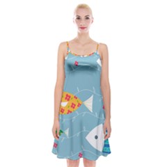 Fish Cute Swim Blue Sea Spaghetti Strap Velvet Dress