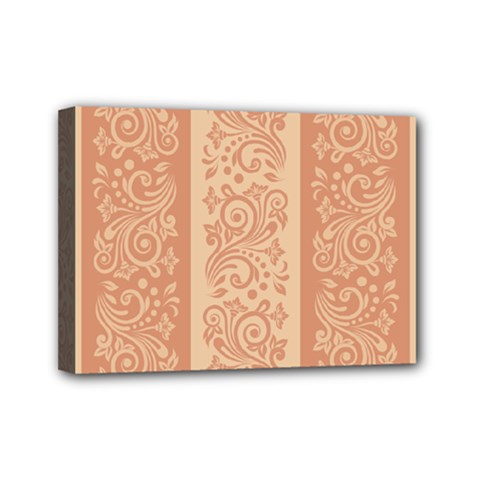 Flower Floral Leaf Frame Star Brown Mini Canvas 7  X 5  by Mariart