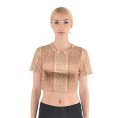 Flower Floral Leaf Frame Star Brown Cotton Crop Top by Mariart