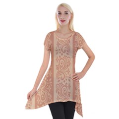 Flower Floral Leaf Frame Star Brown Short Sleeve Side Drop Tunic by Mariart