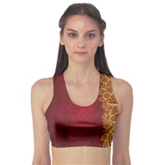 Floral Flower Golden Red Leaf Sports Bra by Mariart