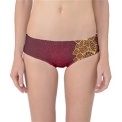 Floral Flower Golden Red Leaf Classic Bikini Bottoms by Mariart