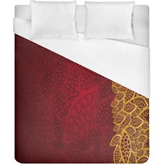 Floral Flower Golden Red Leaf Duvet Cover (california King Size) by Mariart