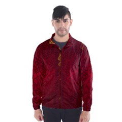 Floral Flower Golden Red Leaf Wind Breaker (men) by Mariart