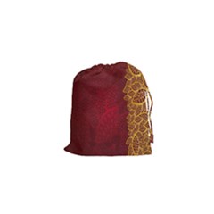 Floral Flower Golden Red Leaf Drawstring Pouches (xs)  by Mariart