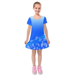 Fish Swim Blue Water Swea Beach Star Wave Chevron Kids  Short Sleeve Velvet Dress by Mariart