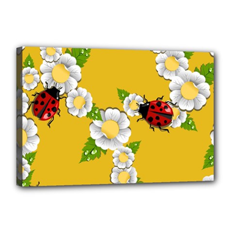 Flower Floral Sunflower Butterfly Red Yellow White Green Leaf Canvas 18  X 12  by Mariart