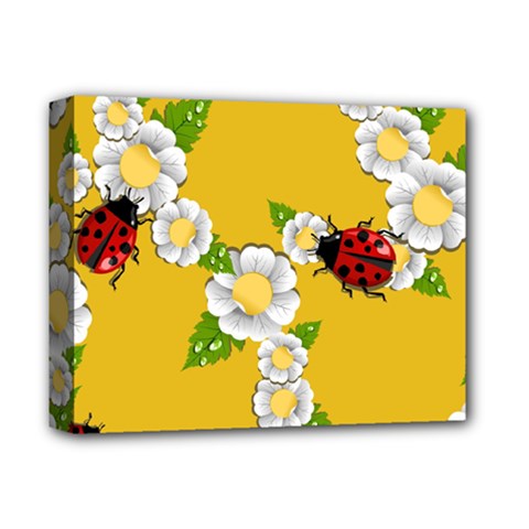 Flower Floral Sunflower Butterfly Red Yellow White Green Leaf Deluxe Canvas 14  X 11  by Mariart