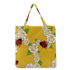 Flower Floral Sunflower Butterfly Red Yellow White Green Leaf Grocery Tote Bag by Mariart