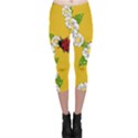 Flower Floral Sunflower Butterfly Red Yellow White Green Leaf Capri Leggings  View1