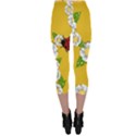 Flower Floral Sunflower Butterfly Red Yellow White Green Leaf Capri Leggings  View2