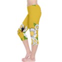 Flower Floral Sunflower Butterfly Red Yellow White Green Leaf Capri Leggings  View3