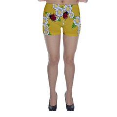 Flower Floral Sunflower Butterfly Red Yellow White Green Leaf Skinny Shorts by Mariart